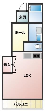 ロベリアII(ワンルーム/1階)の間取り写真