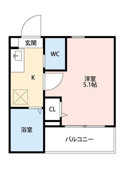 フェリシテ大崎(1K/2階)の間取り写真