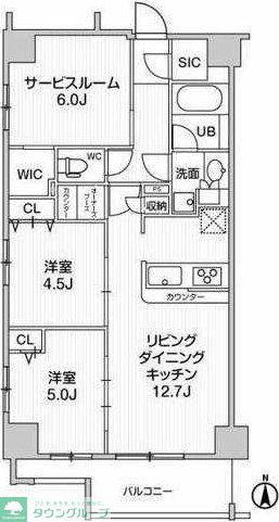 ツインズ国立II(2SLDK/8階)の間取り写真