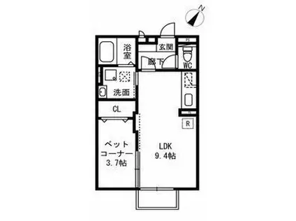 エトワールC(1LDK/1階)の間取り写真