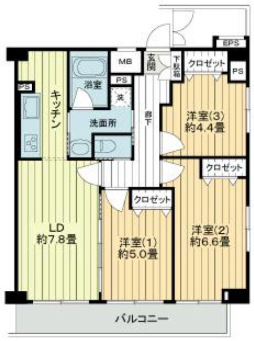 フィットエル仙台一番町(3LDK/14階)の間取り写真