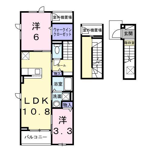 ヴィラ グレイスA(2LDK/3階)の間取り写真