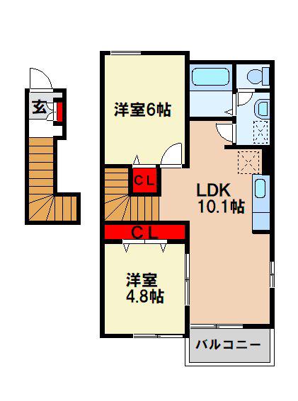 ヒルズポラリス壱番館(2LDK/2階)の間取り写真