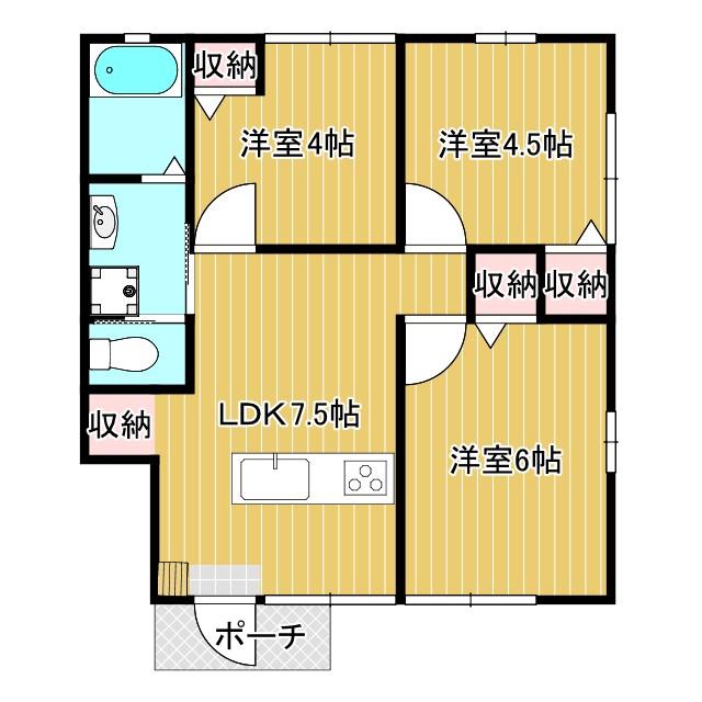 ブルーハイツ(3LDK/1階)の間取り写真