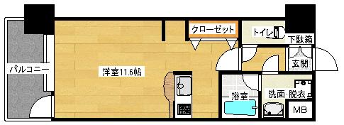 ウェスティン鉄炮町(1K/6階)の間取り写真