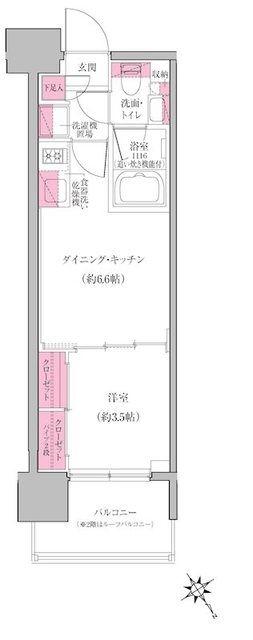 レジディア門前仲町プレイス(1DK/4階)の間取り写真