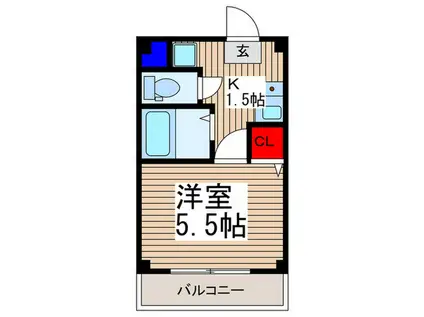 PLUMAS上福岡(1K/3階)の間取り写真