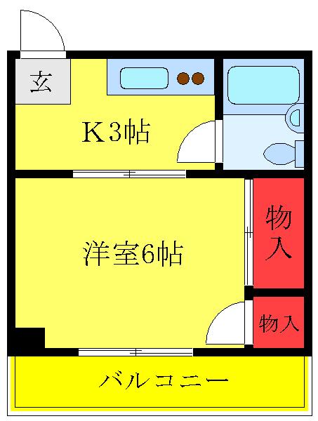 ヴィラ大瀧(1K/3階)の間取り写真