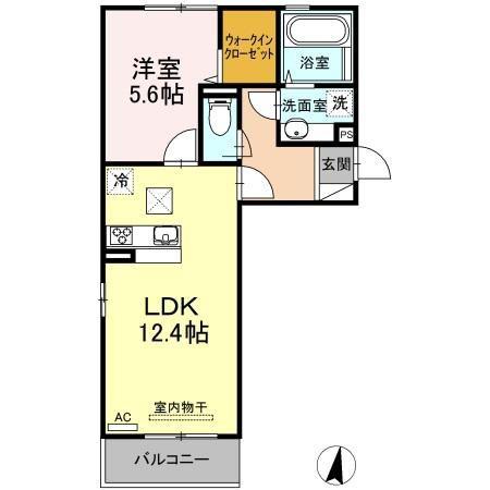 イストワールFIV(1LDK/1階)の間取り写真