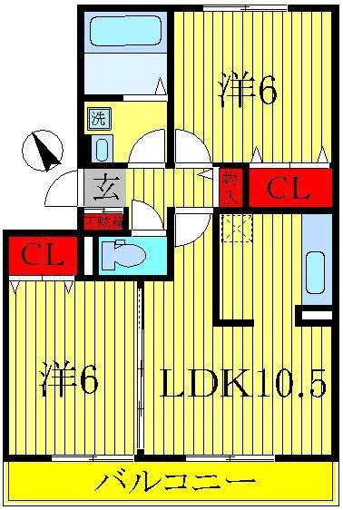 オアシス(2LDK/3階)の間取り写真