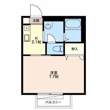 フィールドグリーン(1K/2階)の間取り写真