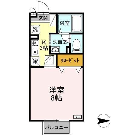 ラフィネ中島(1K/1階)の間取り写真
