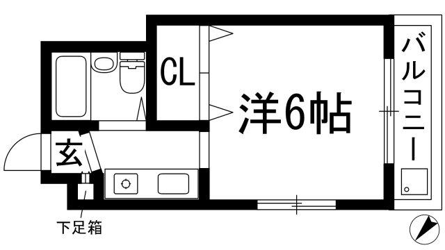 第一インテリジェントビル(1K/4階)の間取り写真