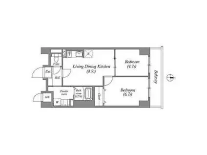リアライズ今里南(2DK/5階)の間取り写真