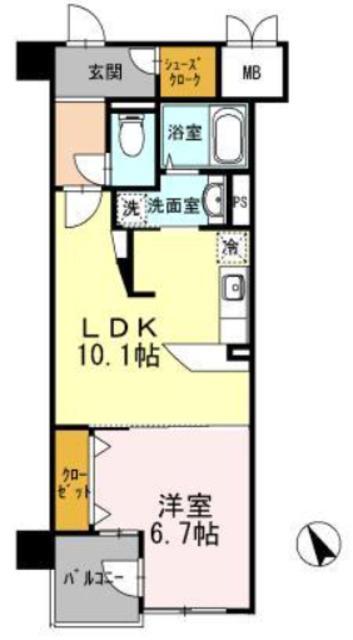 COCO MARINI(1LDK/6階)の間取り写真