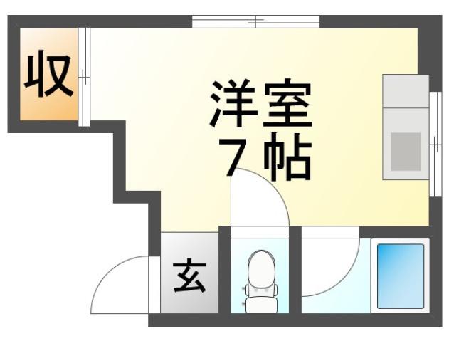 千里山S2ビル(ワンルーム/3階)の間取り写真