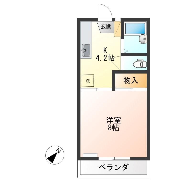 ハイツ田仲(1K/2階)の間取り写真