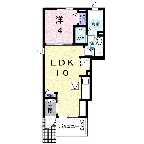 アルドール香西II(1LDK/1階)の間取り写真