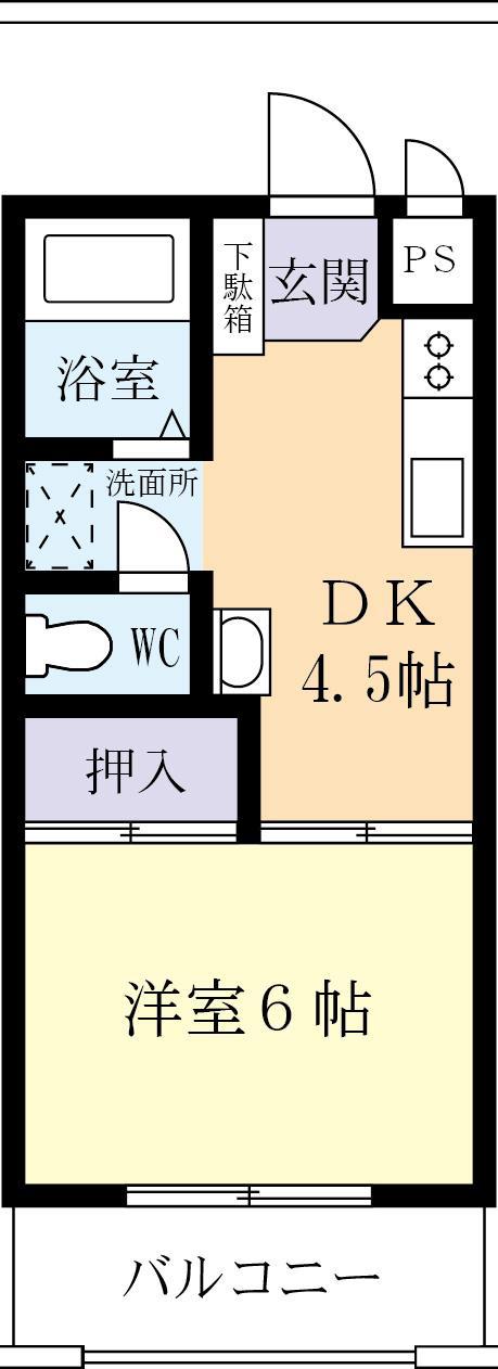 セントポーリア橋本(1DK/2階)の間取り写真