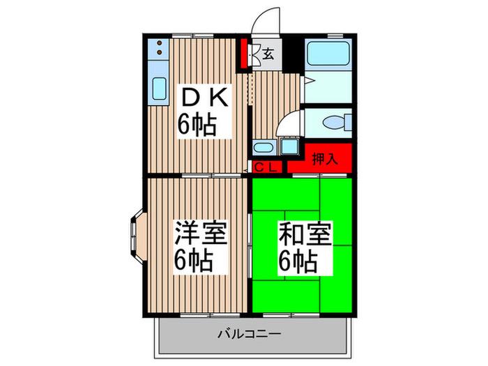 サンビレッジ日進B(2DK/2階)の間取り写真