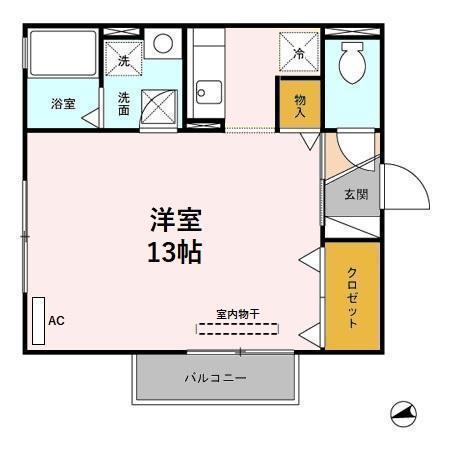 シャルム駅東(ワンルーム/1階)の間取り写真