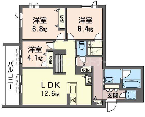 トラストメゾン花長(3LDK/2階)の間取り写真