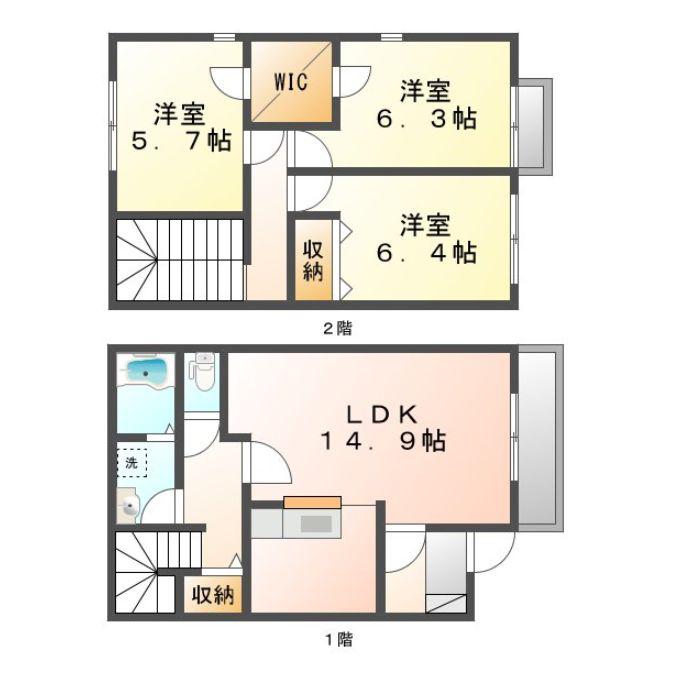 ARISTA広島平和大通(3DK/6階)の間取り写真