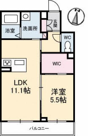 アトリエール和泉南(1LDK/2階)の間取り写真