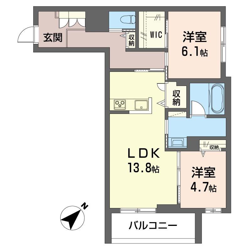 MALIENA(2LDK/2階)の間取り写真