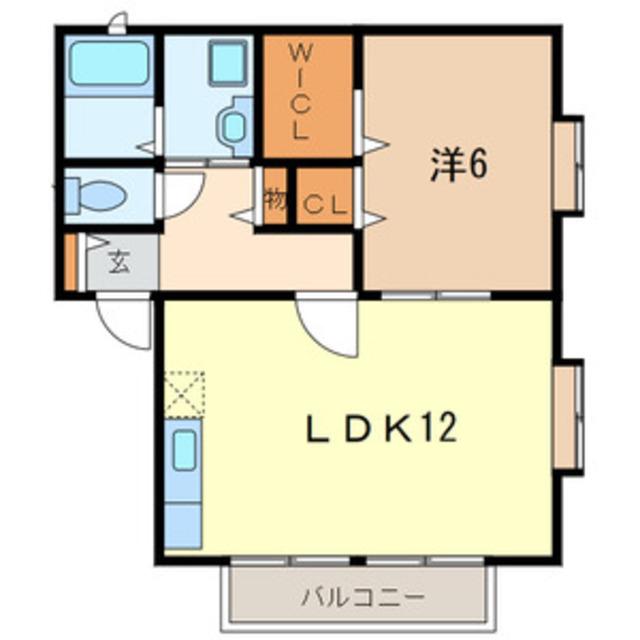 ソレジオA(1LDK/2階)の間取り写真