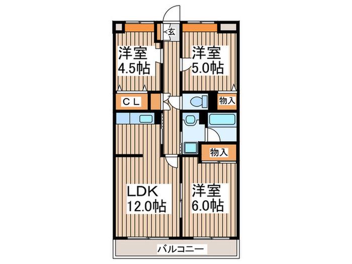 パレドエスポワール(3LDK/3階)の間取り写真