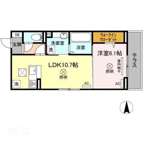 ベイ ブランシェ奥田(1LDK/1階)の間取り写真