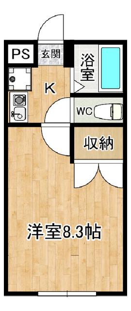 フリージア(1K/2階)の間取り写真