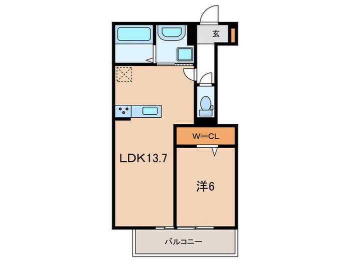 GRAMM下津林ウエスト(1LDK/2階)の間取り写真