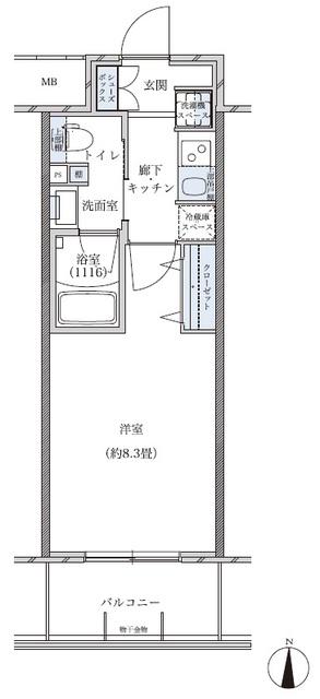 パークアクシス名古屋山王(1K/13階)の間取り写真