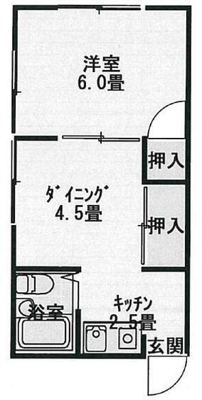 グリーンコートタカミ(1DK/2階)の間取り写真
