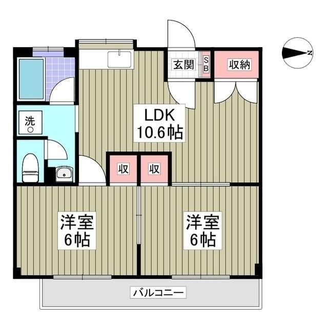 筑波レジデンス(2LDK/1階)の間取り写真