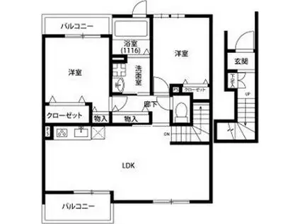 アンプルール リーブル サクラージュII(2LDK/2階)の間取り写真