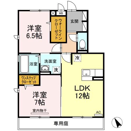 パルクセゾン I棟(2LDK/1階)の間取り写真