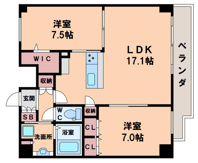 ミラージュパレス天王寺堀越町(2LDK/8階)の間取り写真