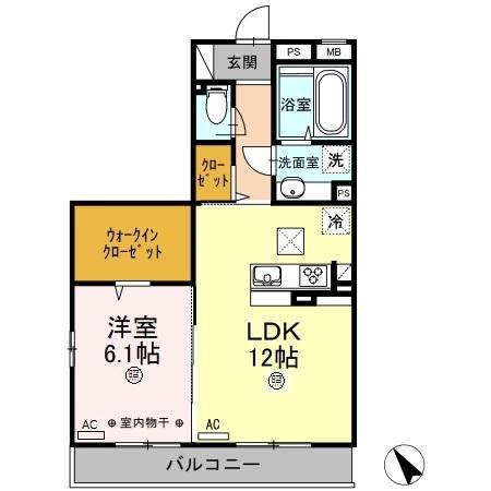 ラ・ピーノ5104(1LDK/1階)の間取り写真