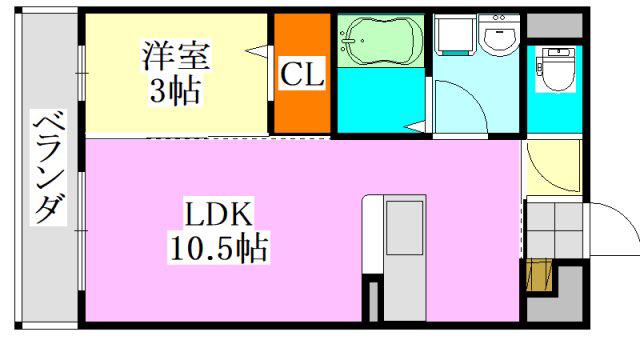 BOSSV(1LDK/2階)の間取り写真