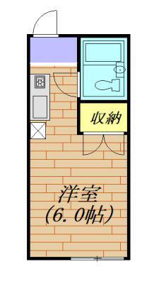 アーバンフラットU(ワンルーム/1階)の間取り写真