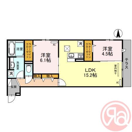 FUTAWA美章園(2LDK/1階)の間取り写真