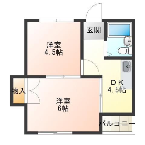 メゾンドール玉出(2DK/4階)の間取り写真