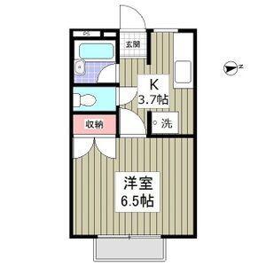 レインボーハウス(1K/2階)の間取り写真