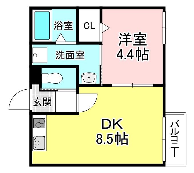 メゾン・ド・メグ湖南(1DK/2階)の間取り写真