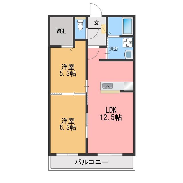 ザ・レジデンス坂本(2LDK/1階)の間取り写真