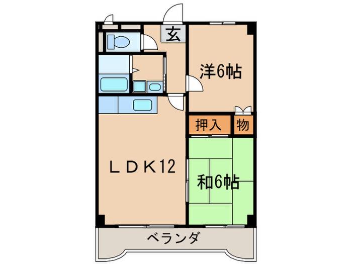 サニーヒル刀禰(2LDK/1階)の間取り写真