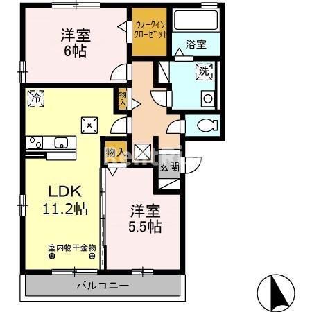 サニーコート A棟(2LDK/1階)の間取り写真